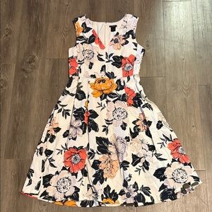 Ann Taylor Floral Sleeveless Dress - white with colorful flowers. Spring summer
